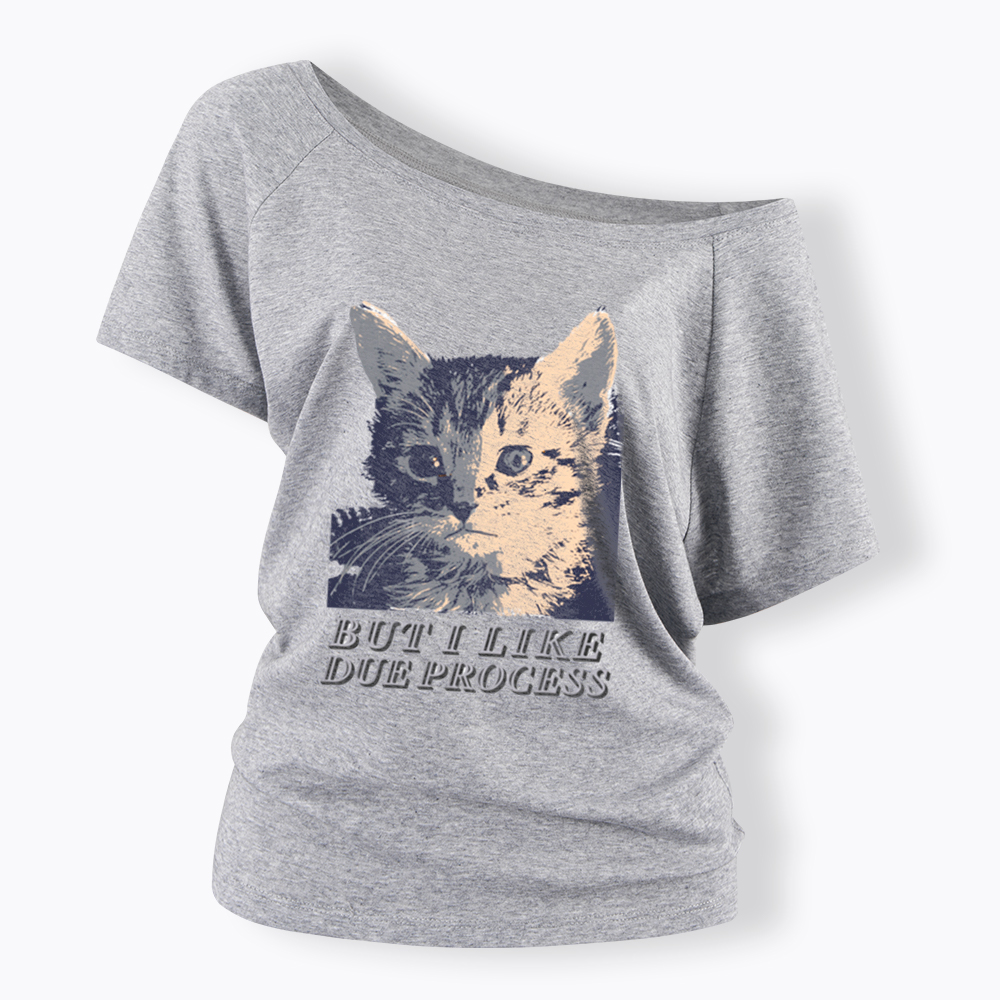 But I Like Due Process cat Off Shoulder T-Shirt