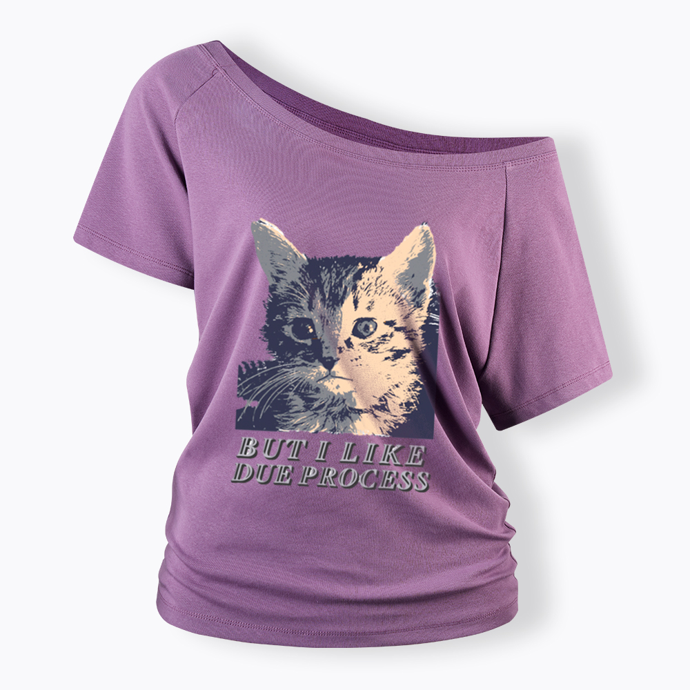 But I Like Due Process cat Off Shoulder T-Shirt
