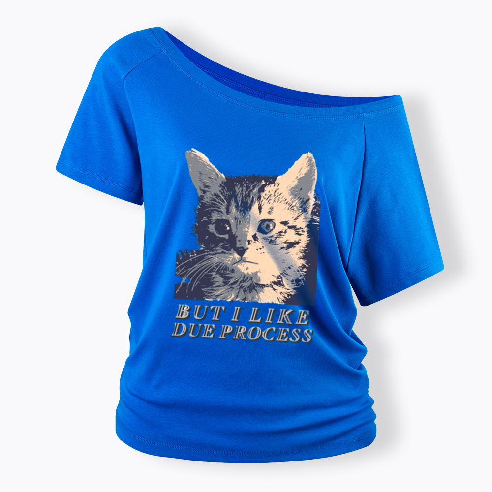 But I Like Due Process cat Off Shoulder T-Shirt