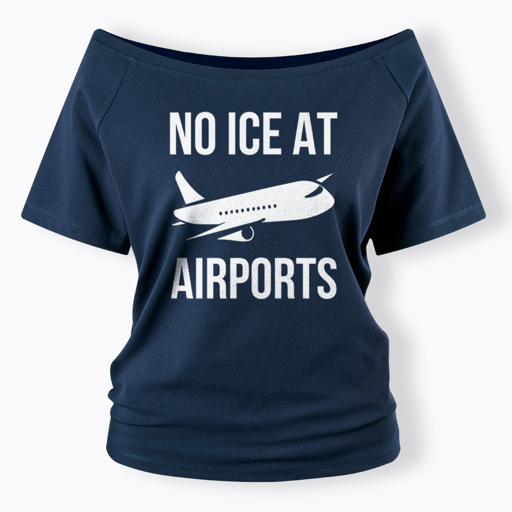 No ICE at Airports Off Shoulder T-Shirt