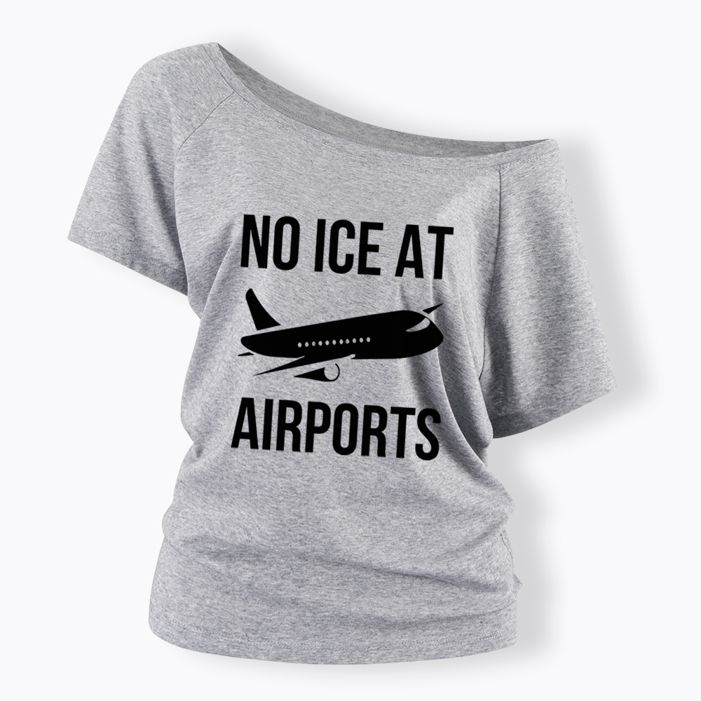 No ICE at Airports Off Shoulder T-Shirt
