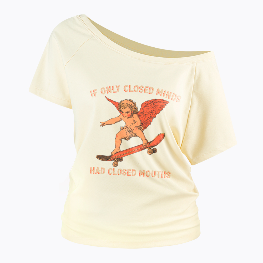 If Only Closed Minds Had Closed Mouths Off Shoulder T-Shirt