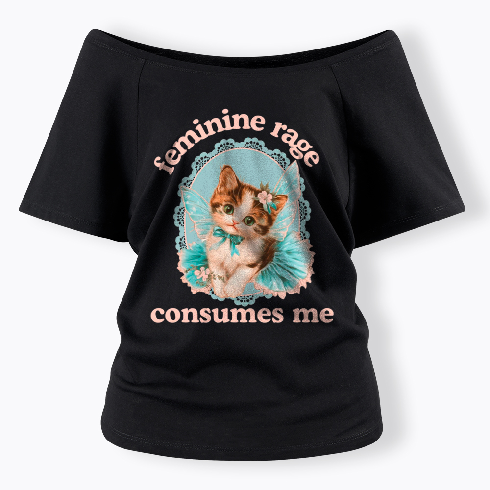 Feminine Rage Consumes Me Off Shoulder T-Shirt