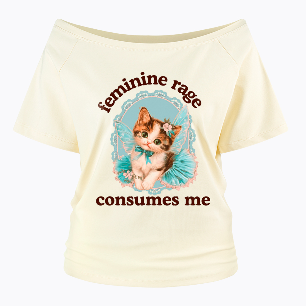 Feminine Rage Consumes Me Off Shoulder T-Shirt