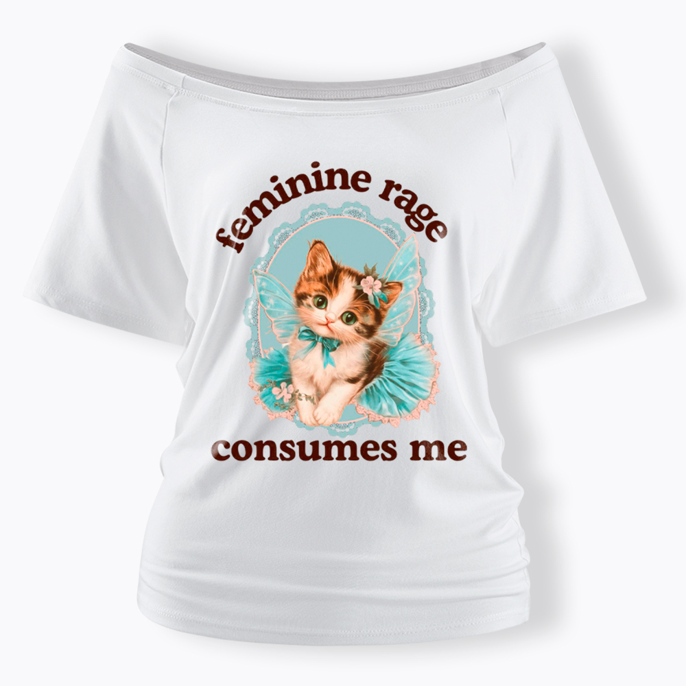 Feminine Rage Consumes Me Off Shoulder T-Shirt
