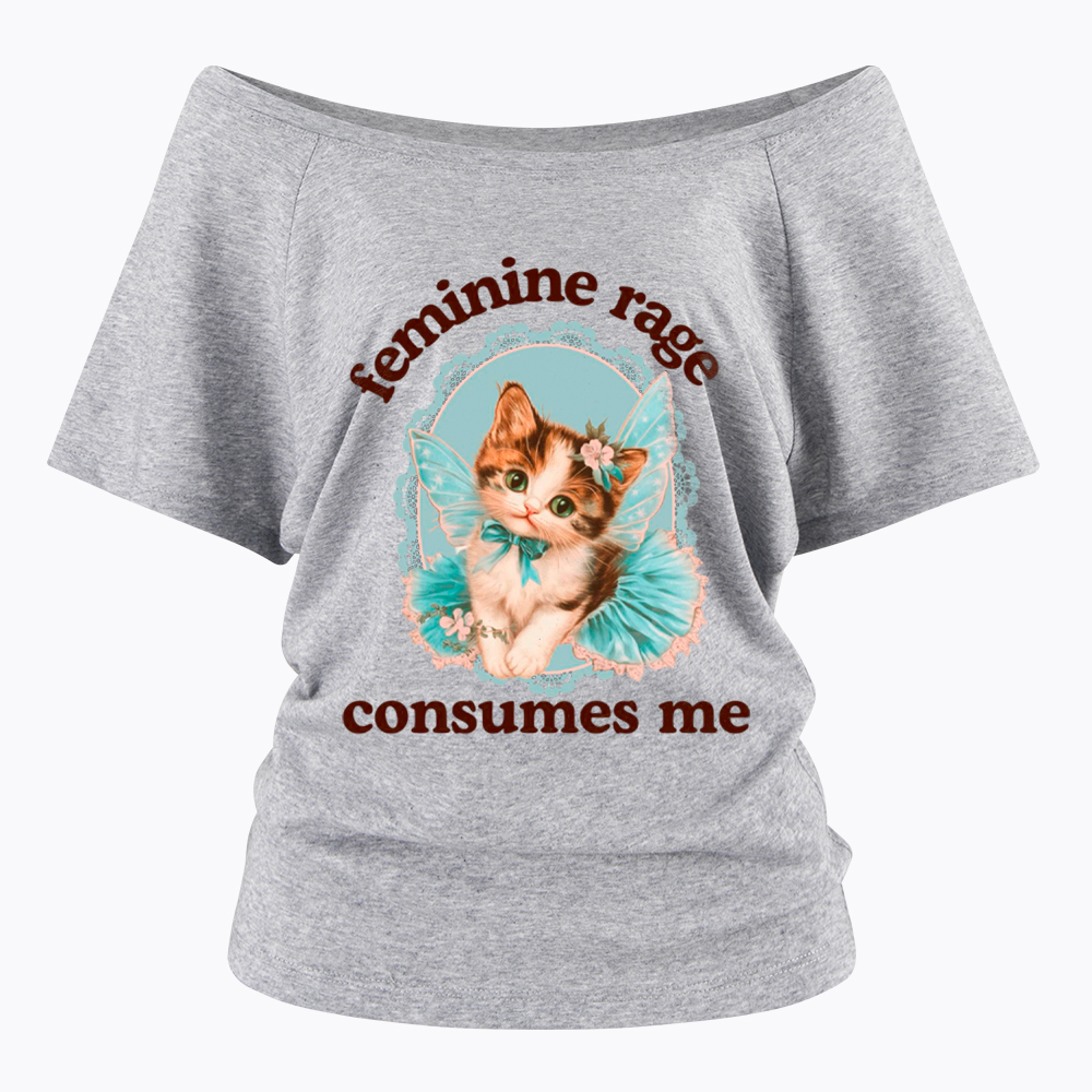 Feminine Rage Consumes Me Off Shoulder T-Shirt