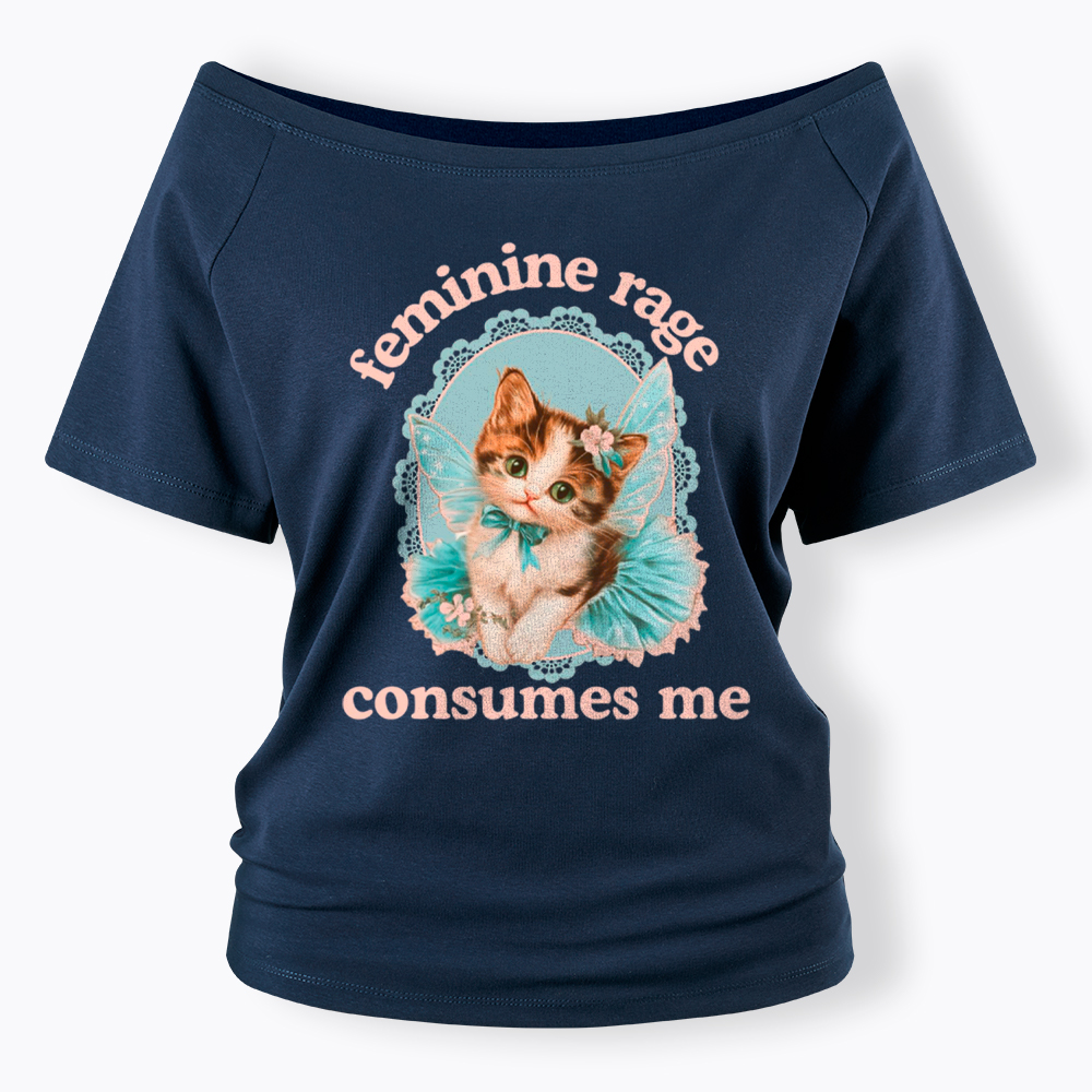 Feminine Rage Consumes Me Off Shoulder T-Shirt