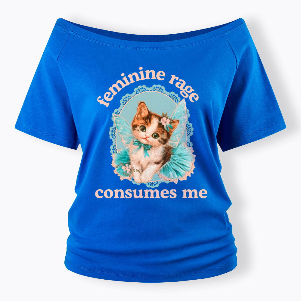 Feminine Rage Consumes Me Off Shoulder T-Shirt
