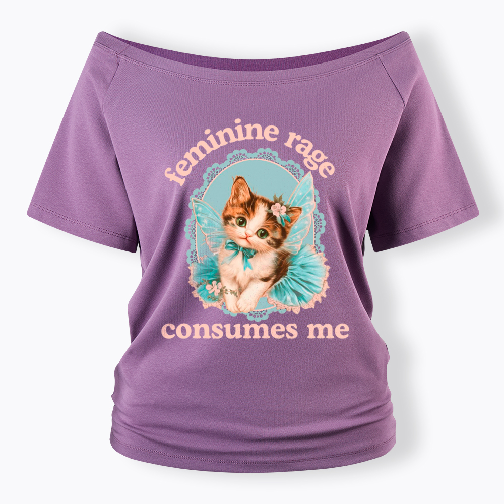 Feminine Rage Consumes Me Off Shoulder T-Shirt