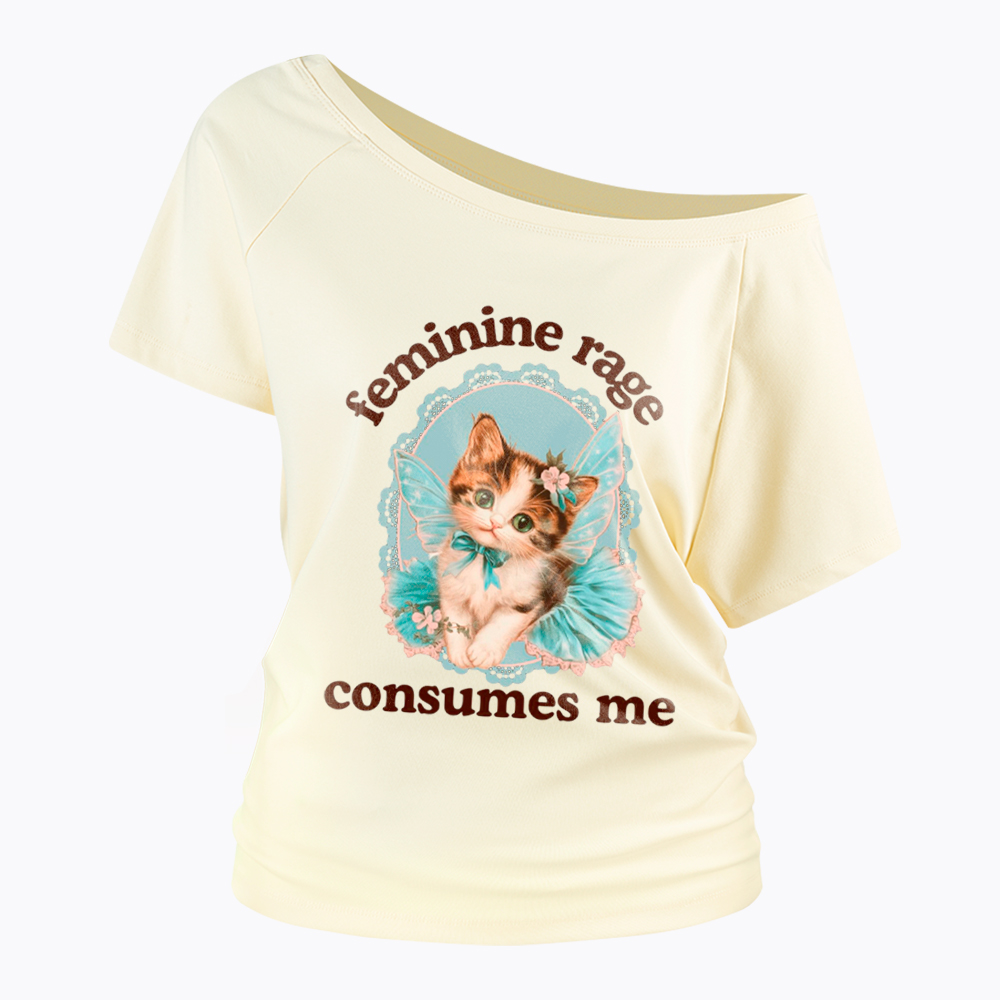 Feminine Rage Consumes Me Off Shoulder T-Shirt