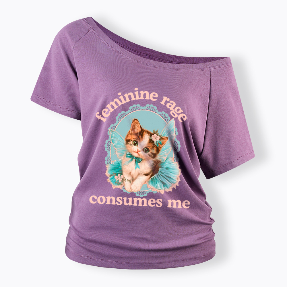 Feminine Rage Consumes Me Off Shoulder T-Shirt
