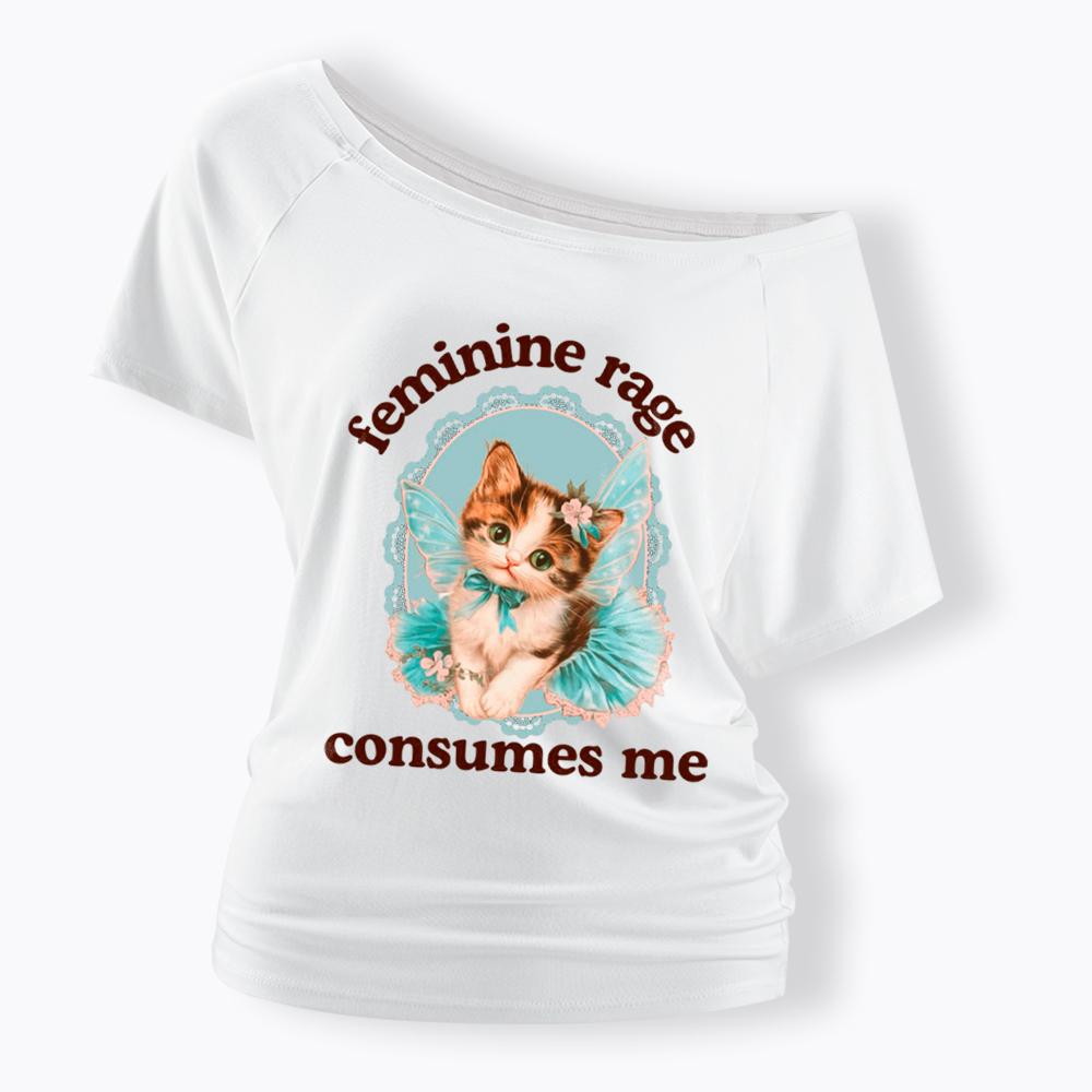 Feminine Rage Consumes Me Off Shoulder T-Shirt