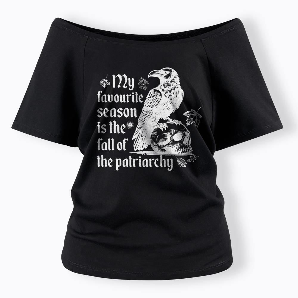Fall of Patriarchy Skull Feminist Off Shoulder T-Shirt