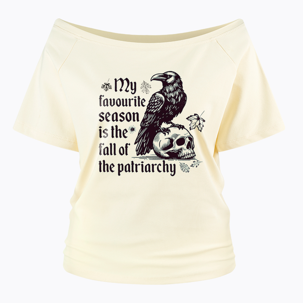 Fall of Patriarchy Skull Feminist Off Shoulder T-Shirt