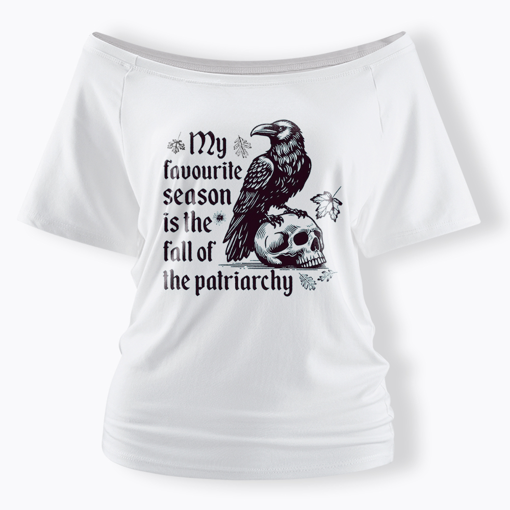 Fall of Patriarchy Skull Feminist Off Shoulder T-Shirt