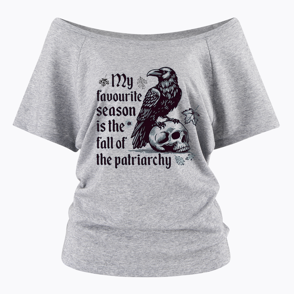 Fall of Patriarchy Skull Feminist Off Shoulder T-Shirt