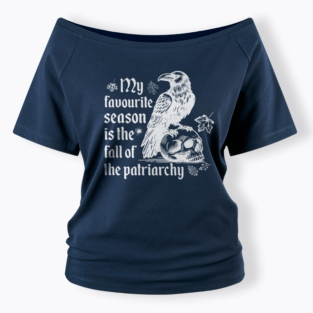 Fall of Patriarchy Skull Feminist Off Shoulder T-Shirt