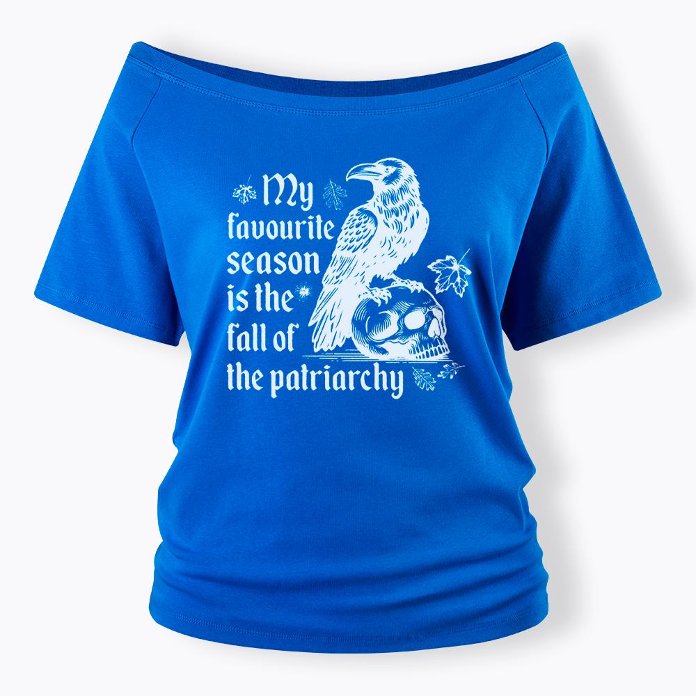 Fall of Patriarchy Skull Feminist Off Shoulder T-Shirt