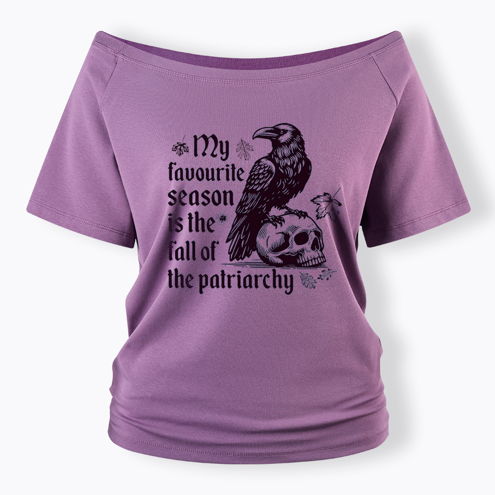 Fall of Patriarchy Skull Feminist Off Shoulder T-Shirt