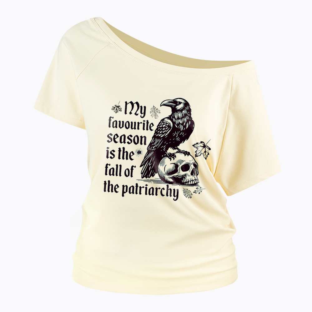 Fall of Patriarchy Skull Feminist Off Shoulder T-Shirt