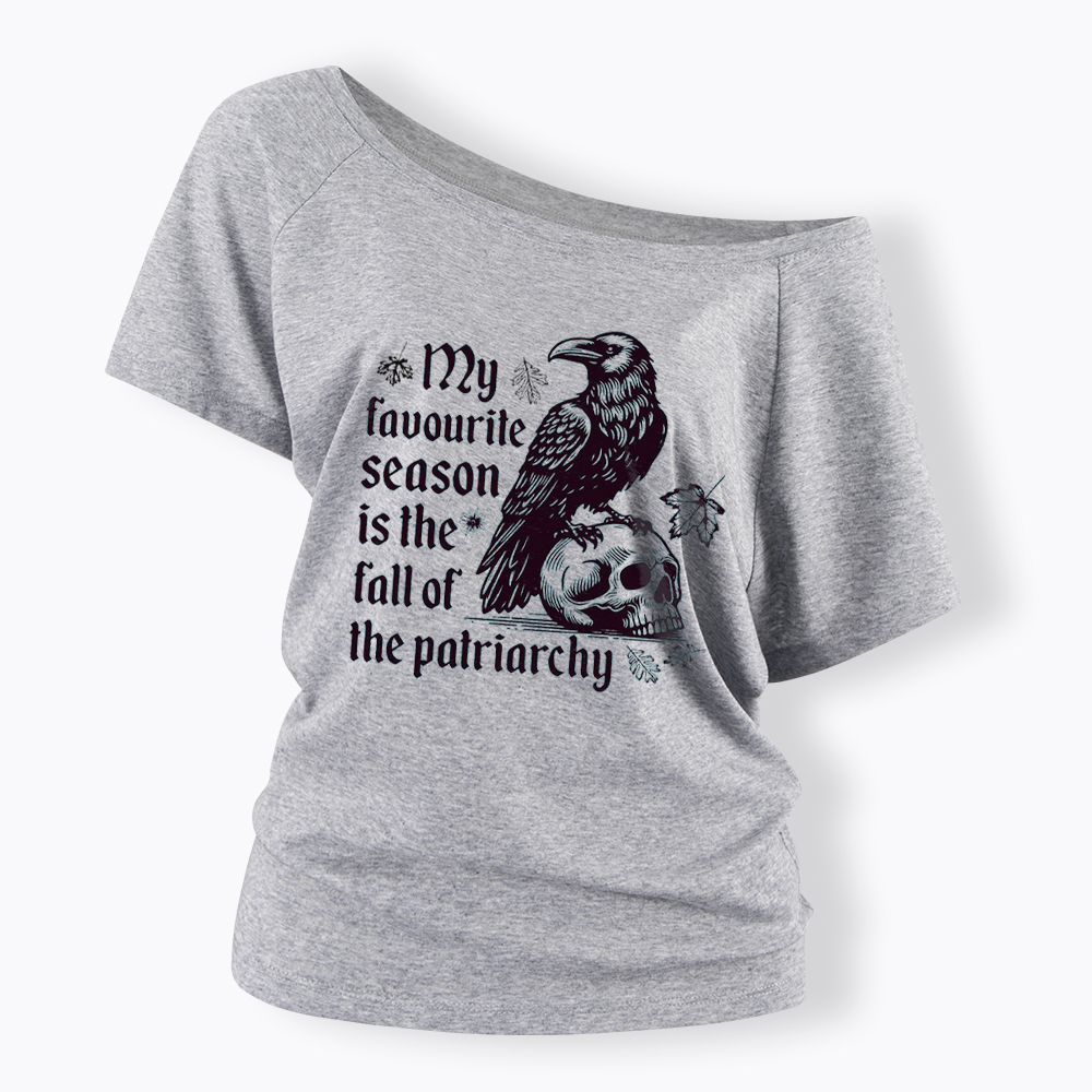 Fall of Patriarchy Skull Feminist Off Shoulder T-Shirt
