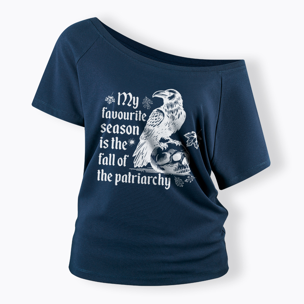Fall of Patriarchy Skull Feminist Off Shoulder T-Shirt