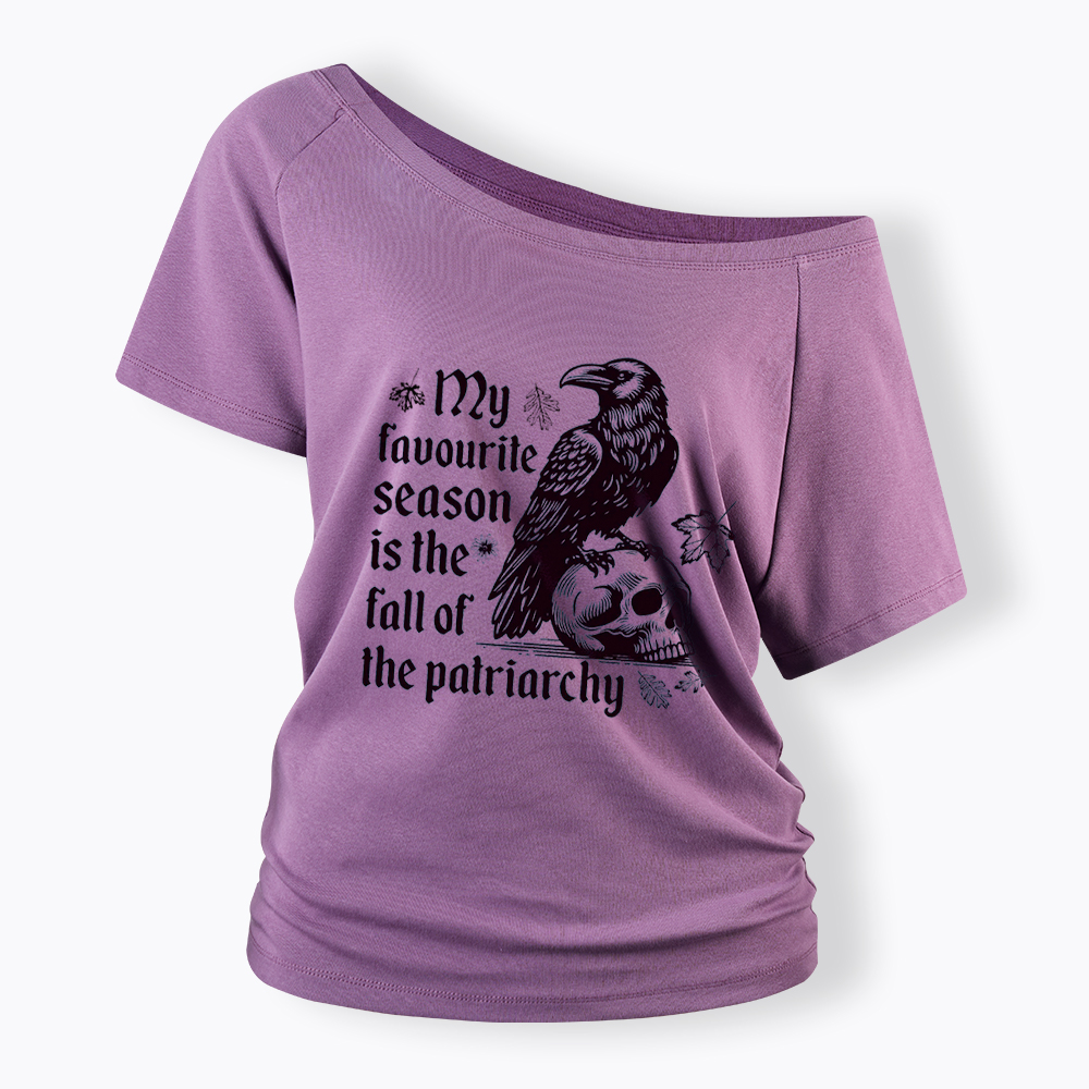 Fall of Patriarchy Skull Feminist Off Shoulder T-Shirt