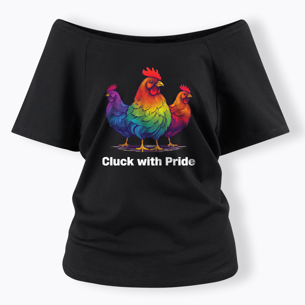 Rainbow Chicken LGBTQ Pride Off Shoulder T-shirt