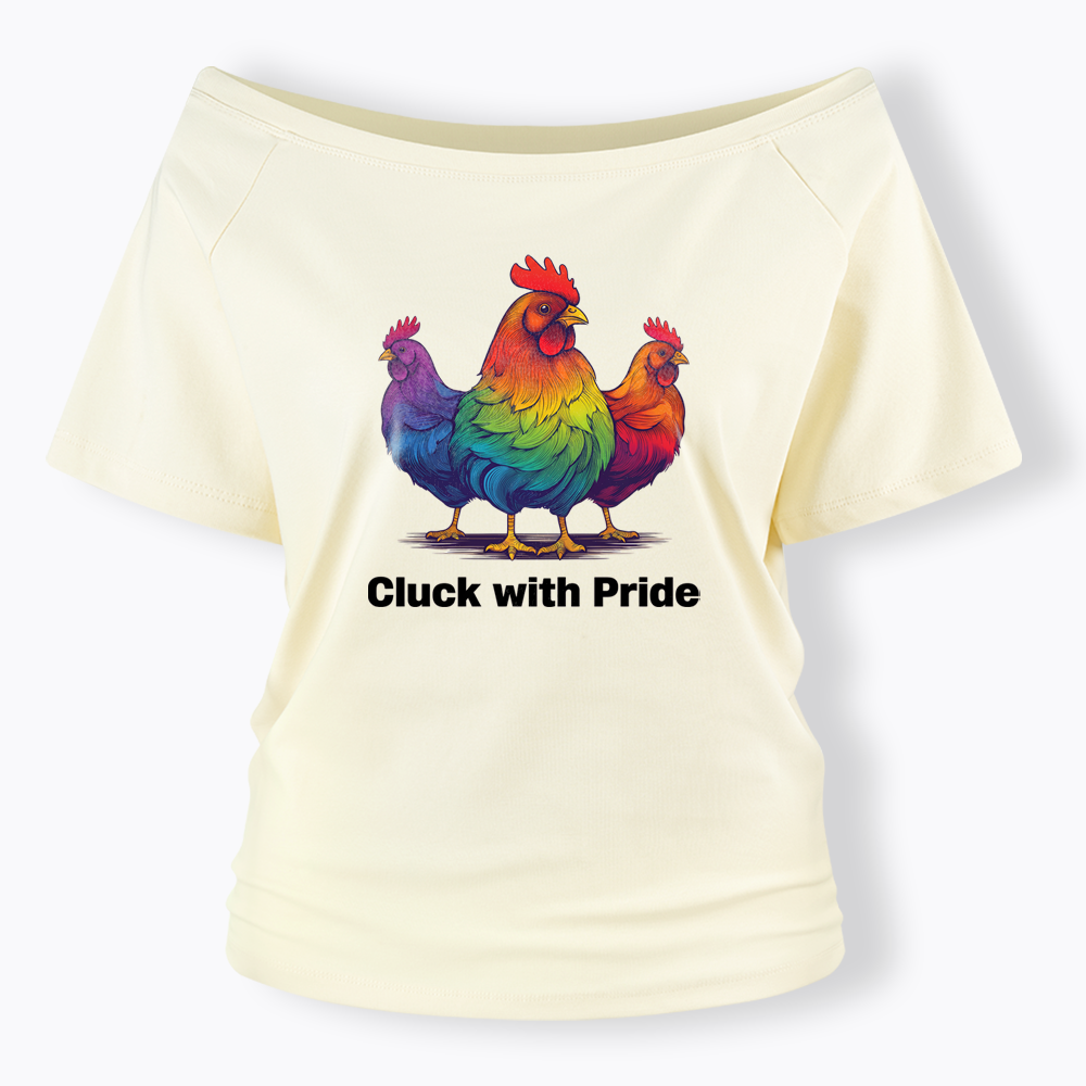 Rainbow Chicken LGBTQ Pride Off Shoulder T-shirt