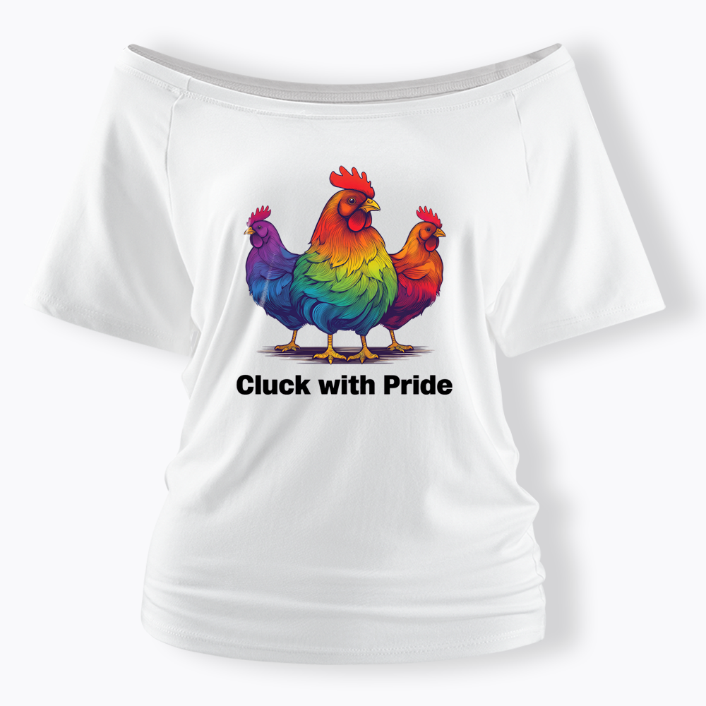 Rainbow Chicken LGBTQ Pride Off Shoulder T-shirt
