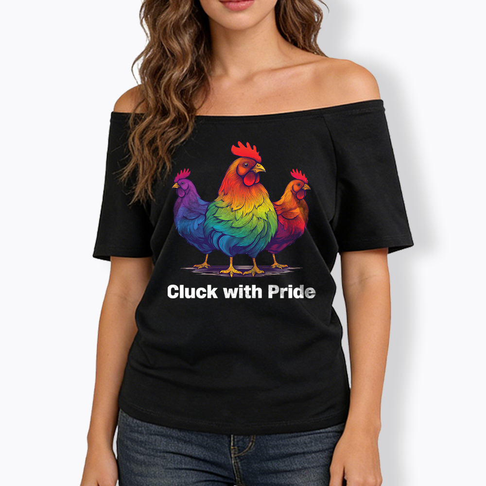 Rainbow Chicken LGBTQ Pride Off Shoulder T-shirt