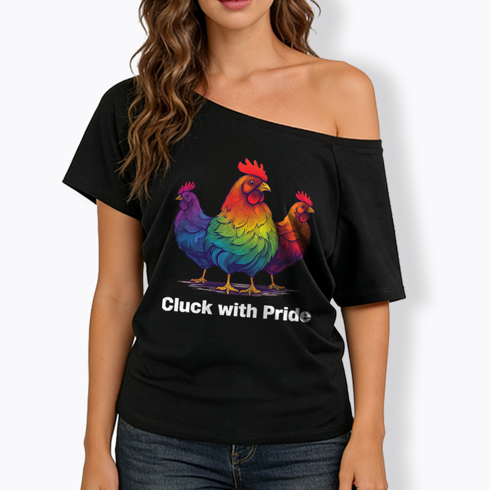 Rainbow Chicken LGBTQ Pride Off Shoulder T-shirt