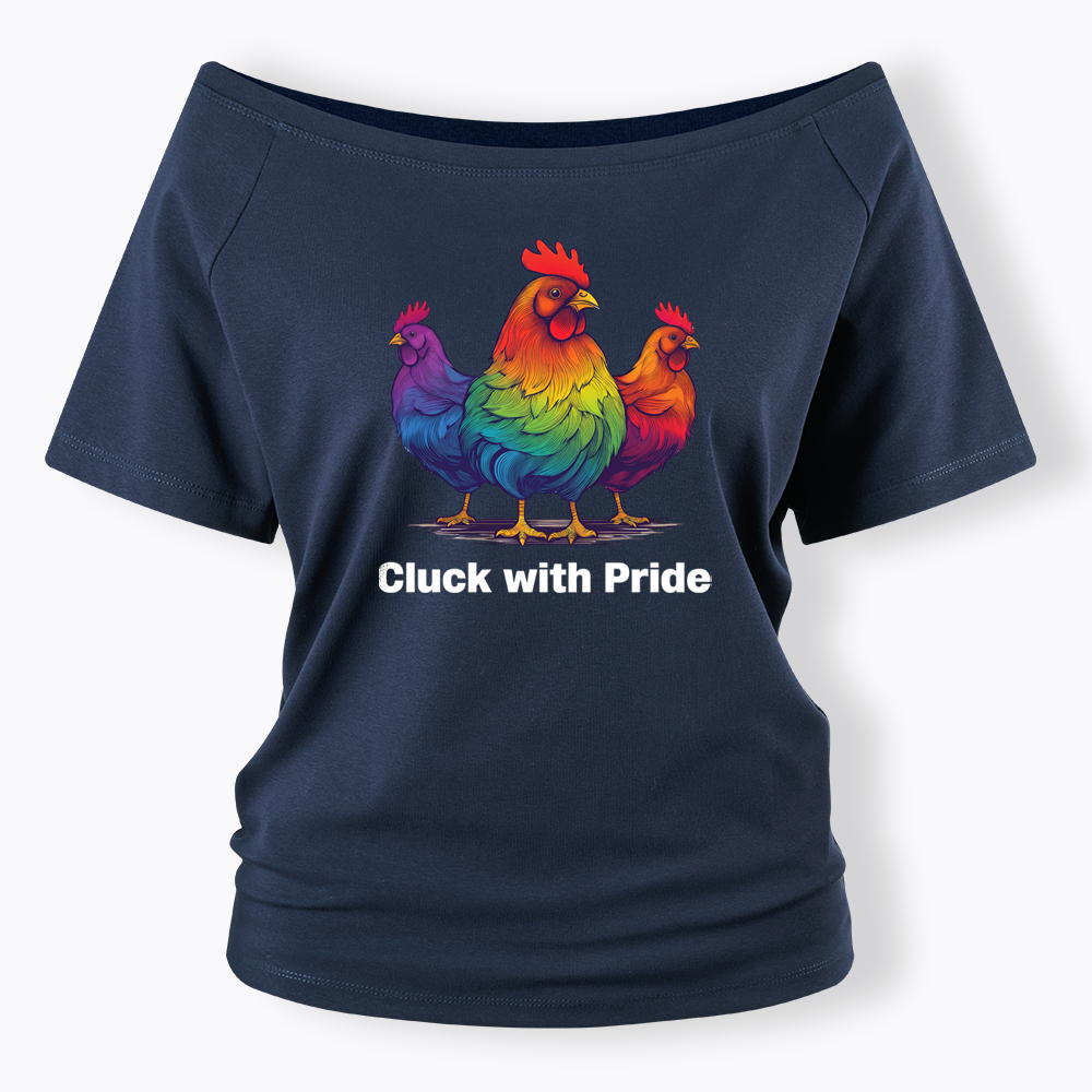 Rainbow Chicken LGBTQ Pride Off Shoulder T-shirt