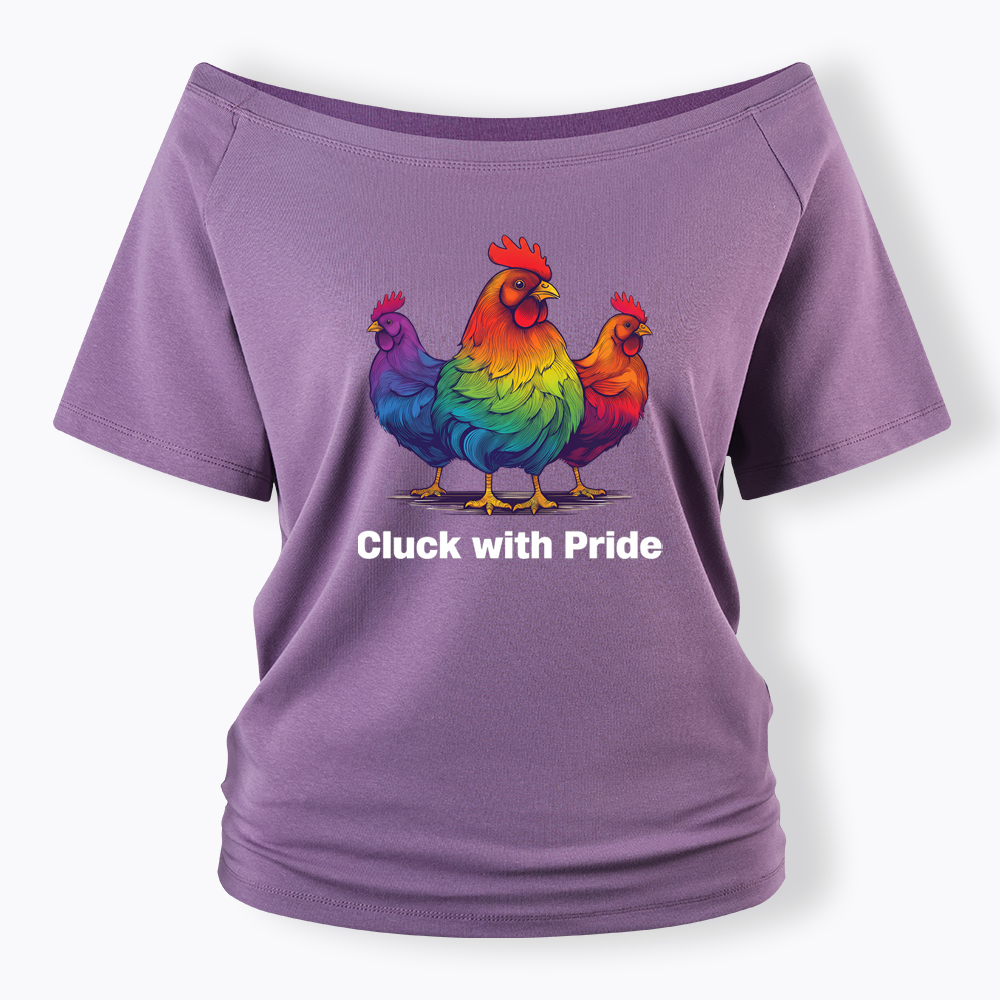 Rainbow Chicken LGBTQ Pride Off Shoulder T-shirt
