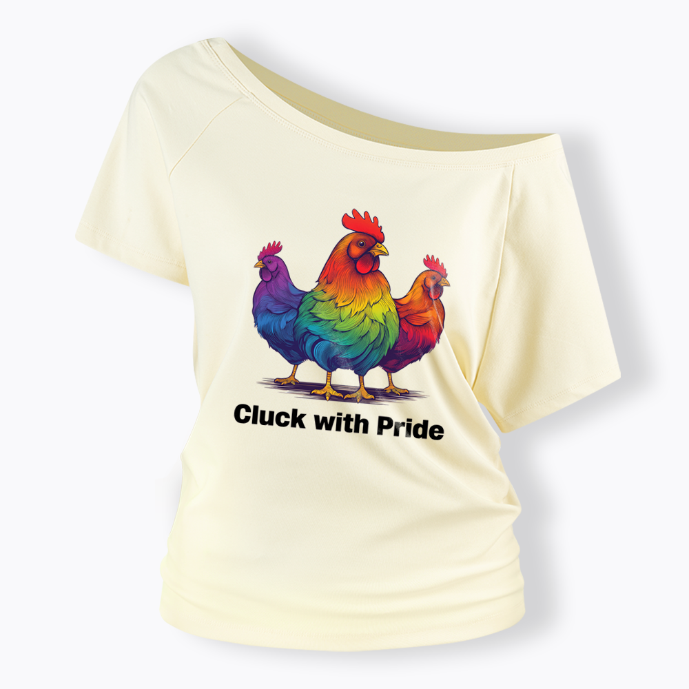 Rainbow Chicken LGBTQ Pride Off Shoulder T-shirt