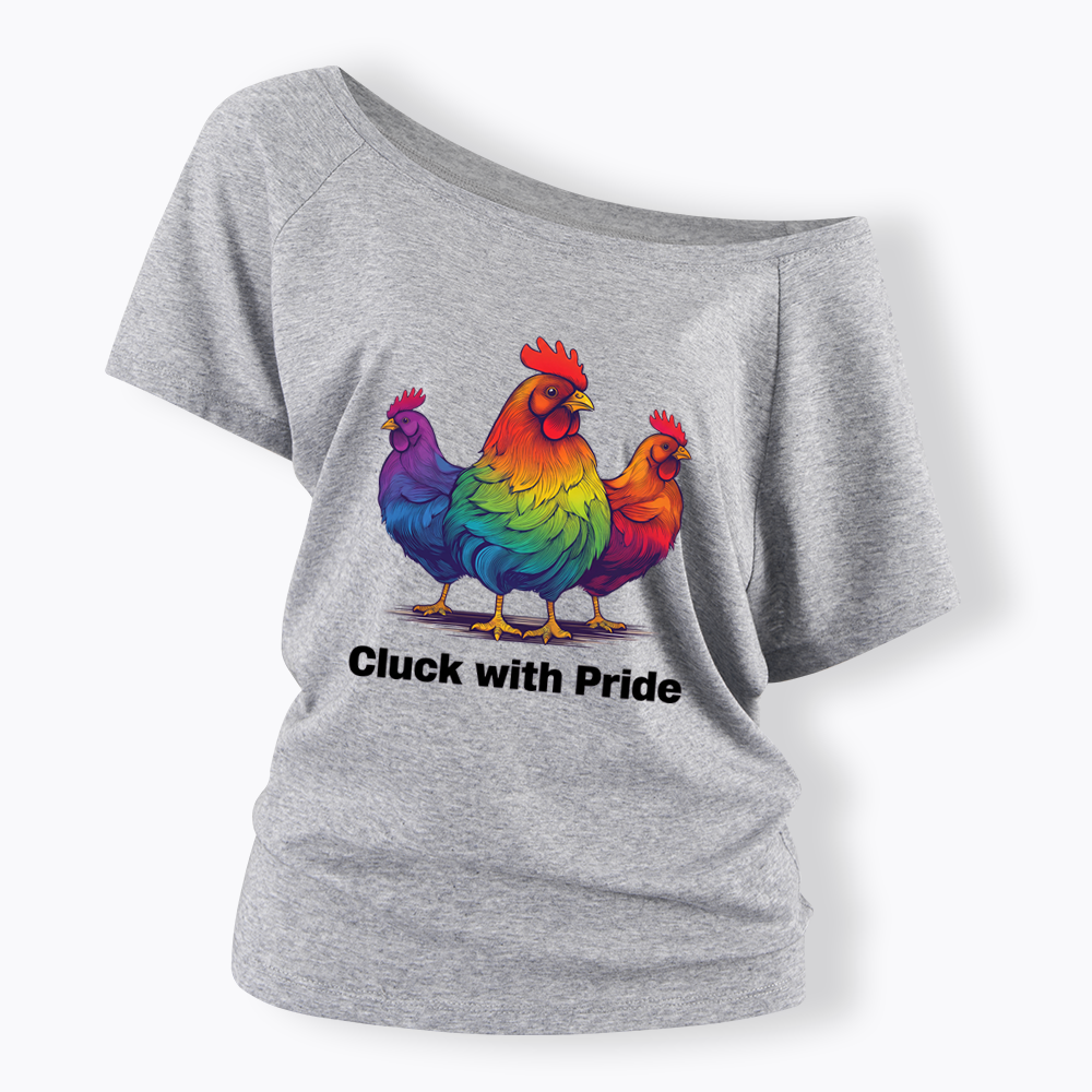 Rainbow Chicken LGBTQ Pride Off Shoulder T-shirt