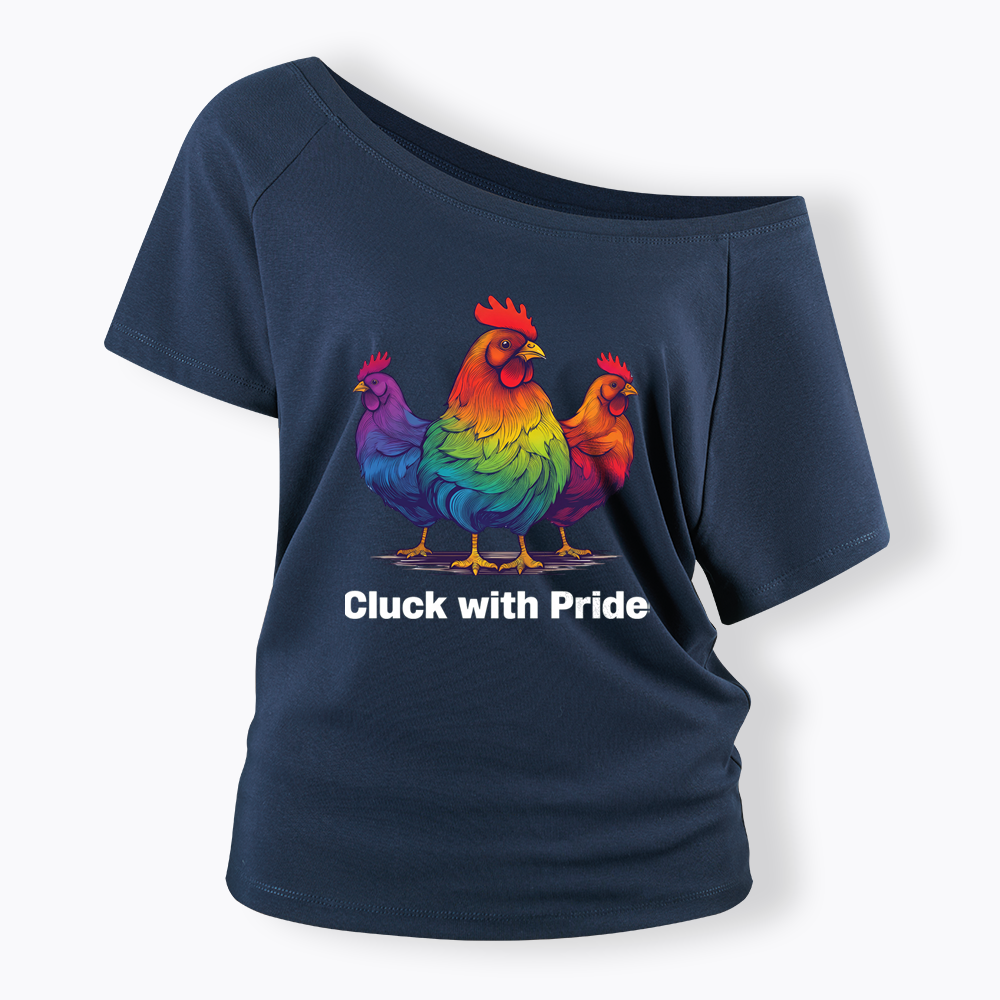 Rainbow Chicken LGBTQ Pride Off Shoulder T-shirt