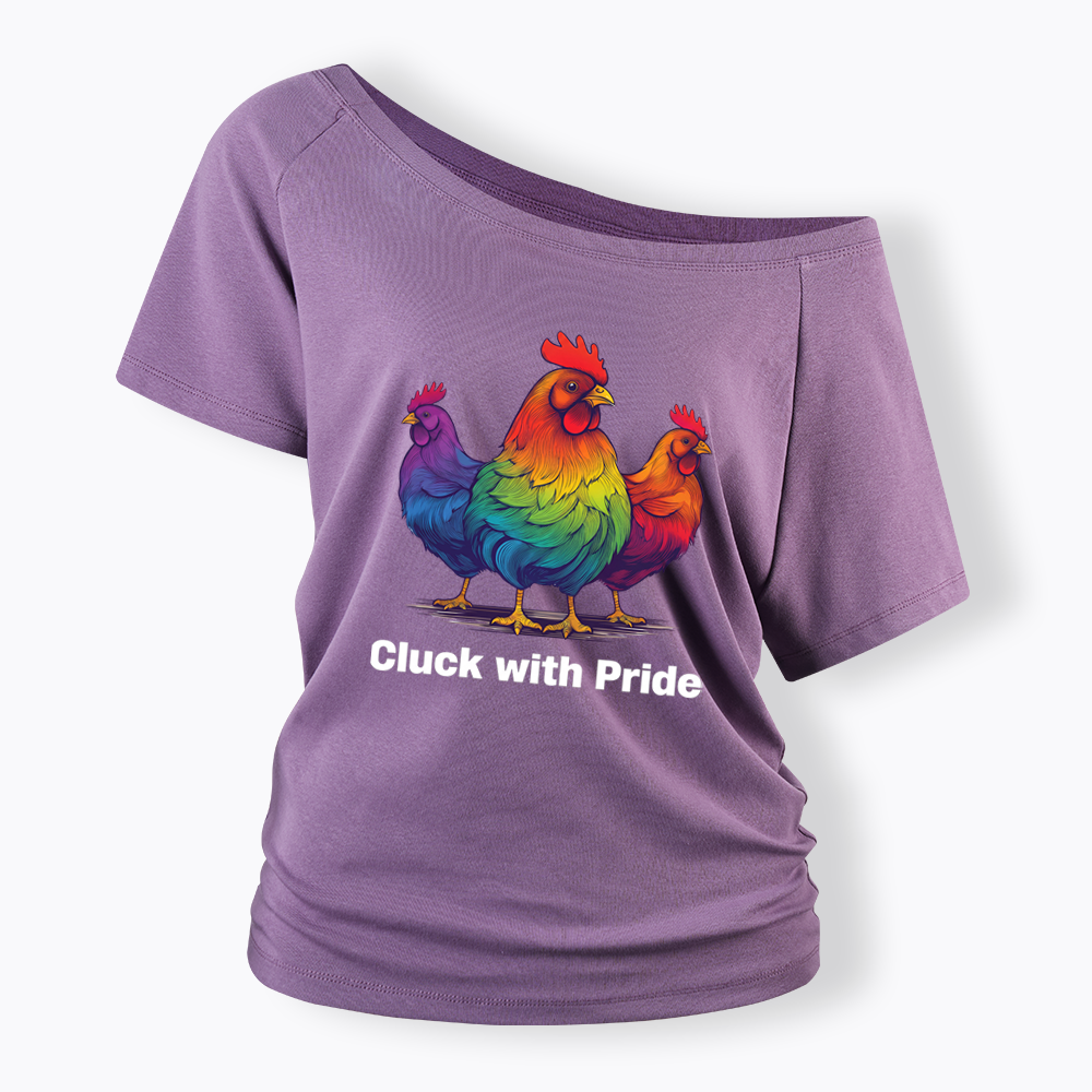 Rainbow Chicken LGBTQ Pride Off Shoulder T-shirt