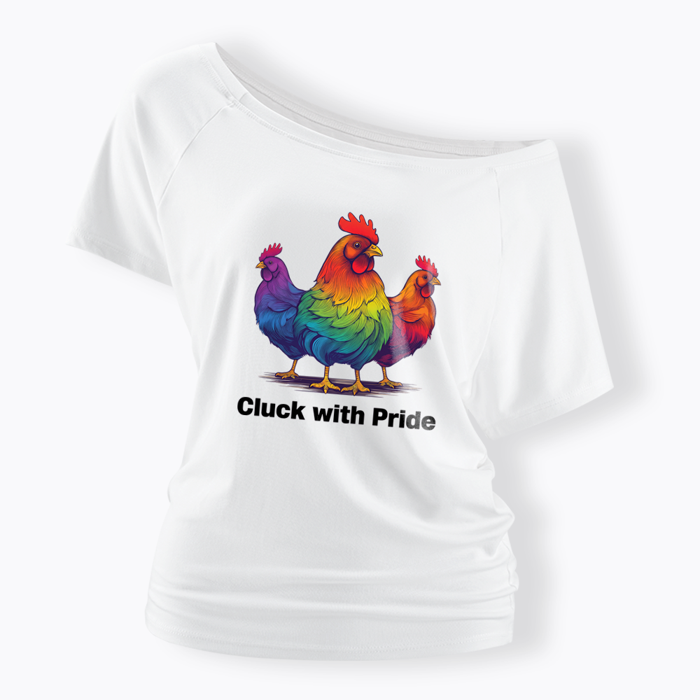 Rainbow Chicken LGBTQ Pride Off Shoulder T-shirt