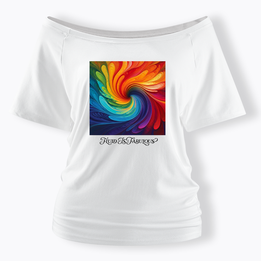 Rainbow Swirl Pride Off Shoulder T-shirt