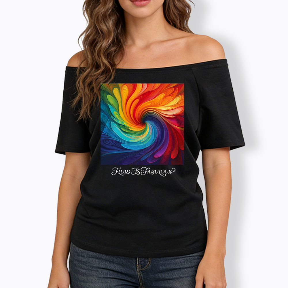 Rainbow Swirl Pride Off Shoulder T-shirt