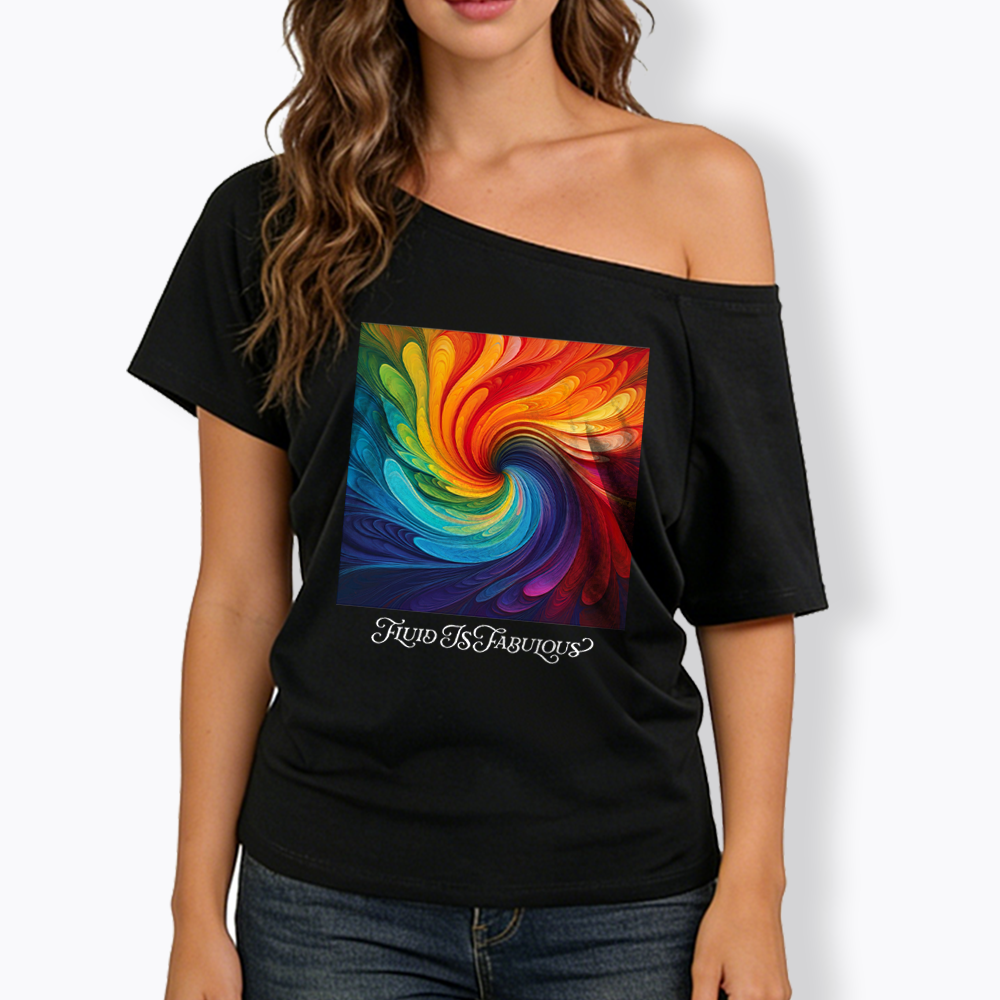 Rainbow Swirl Pride Off Shoulder T-shirt