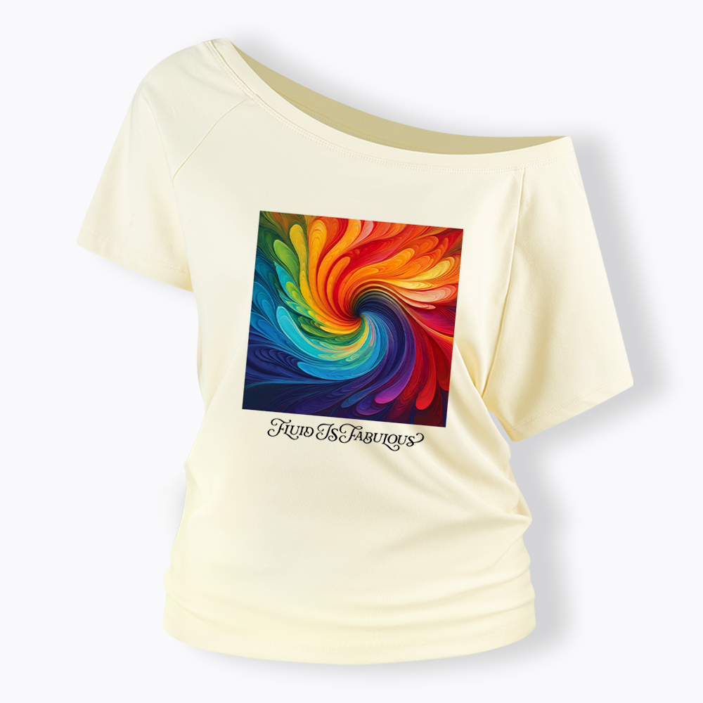 Rainbow Swirl Pride Off Shoulder T-shirt