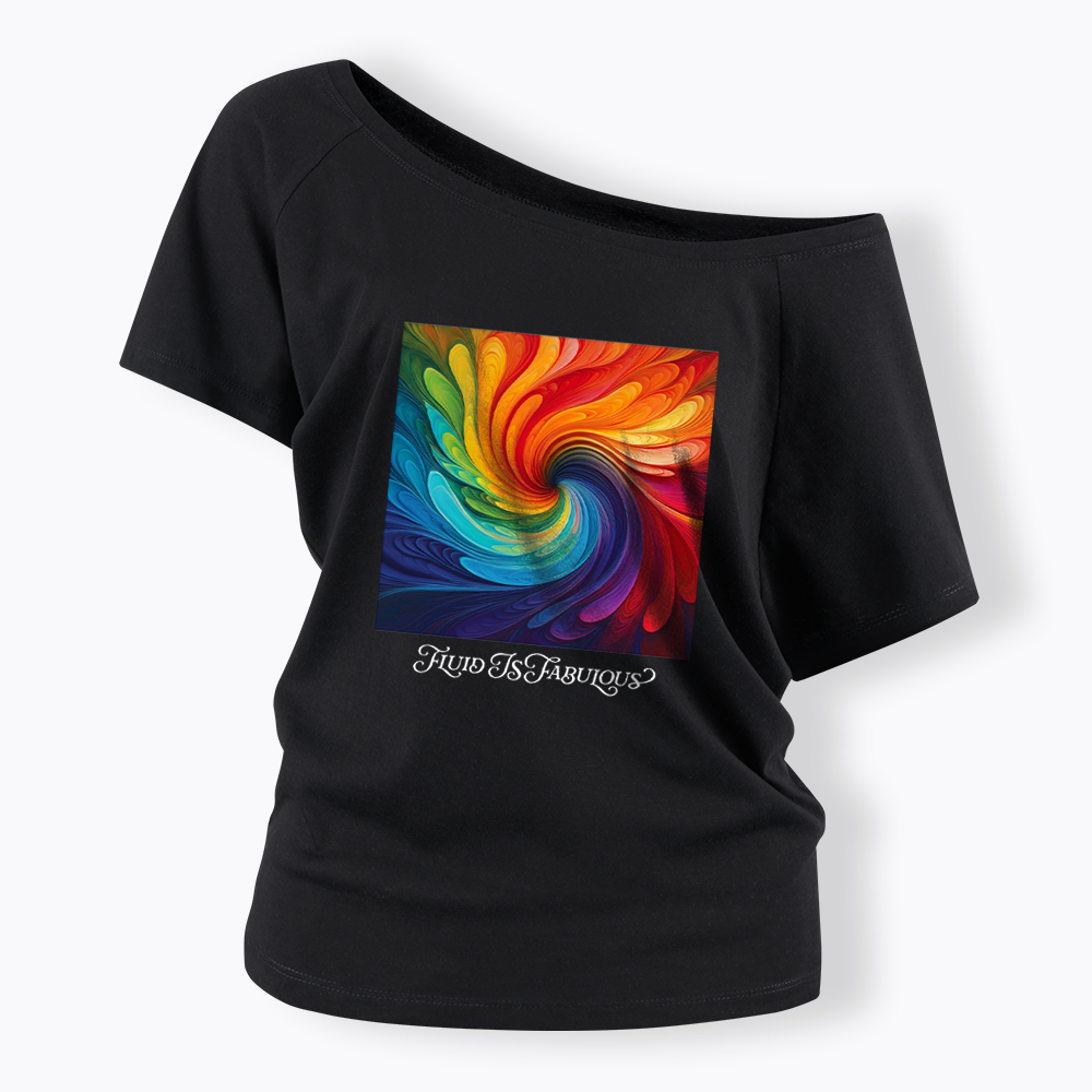 Rainbow Swirl Pride Off Shoulder T-shirt