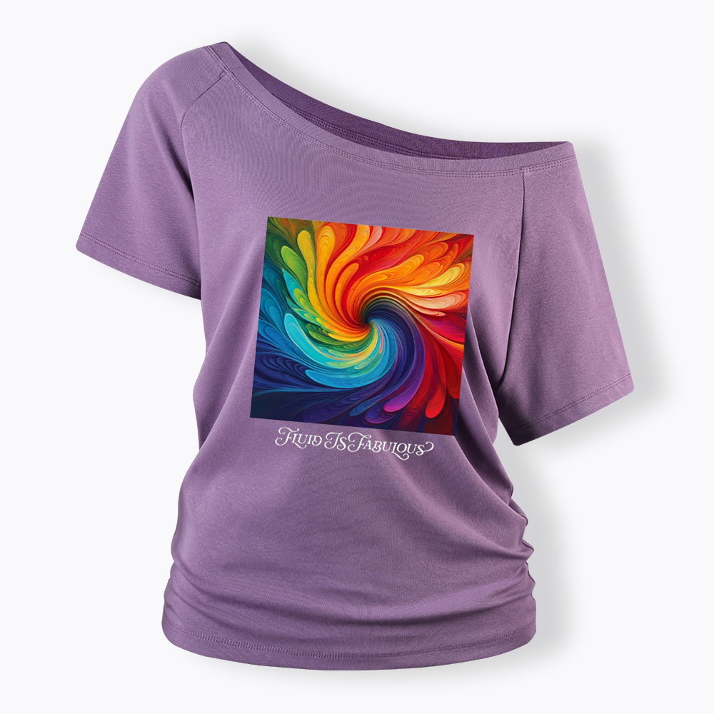 Rainbow Swirl Pride Off Shoulder T-shirt