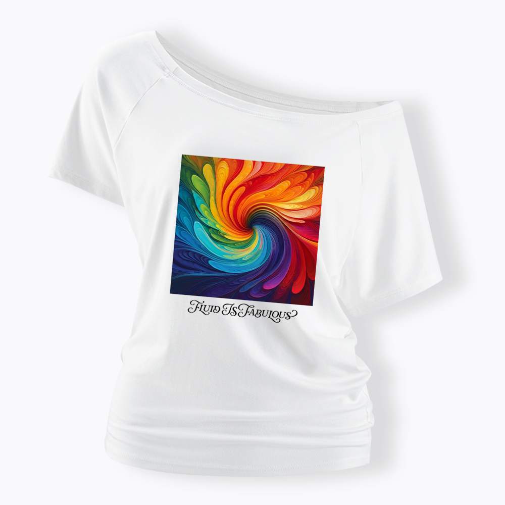 Rainbow Swirl Pride Off Shoulder T-shirt