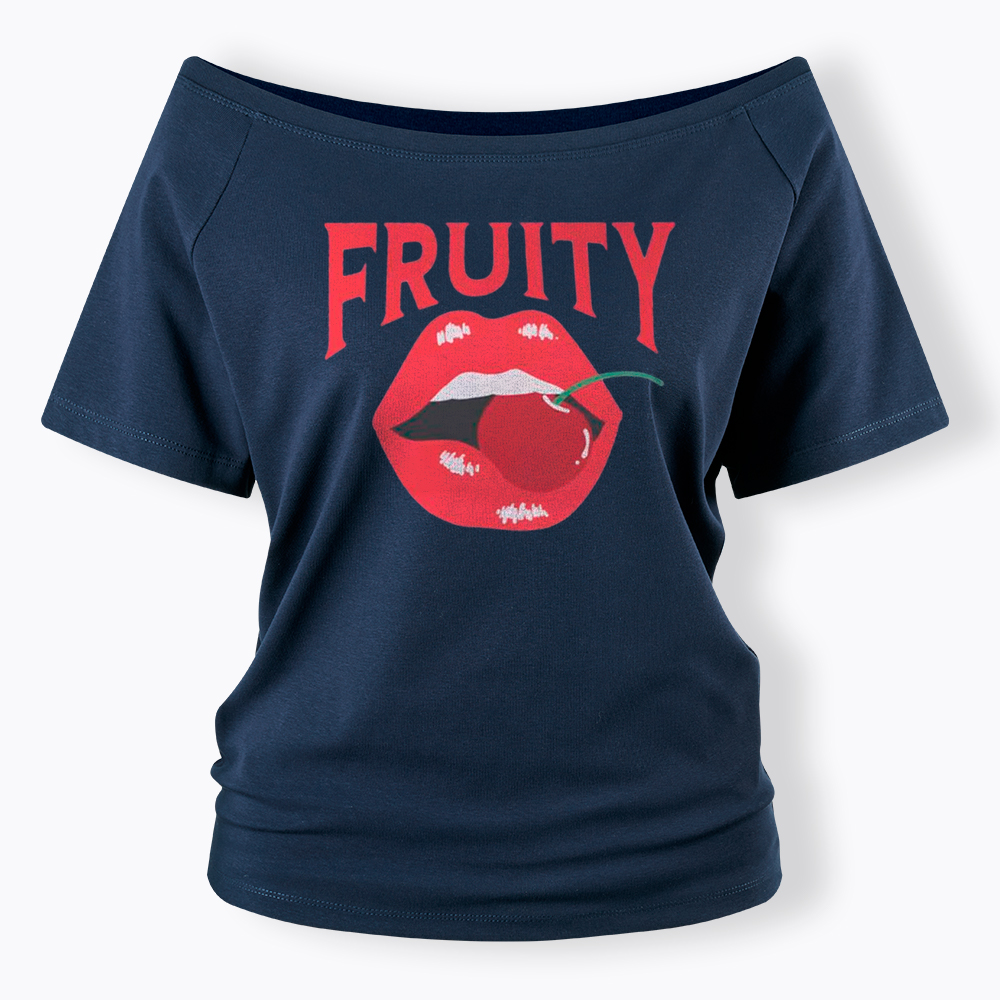 Fruity Lips Red Cherry Off Shoulder T-Shirt