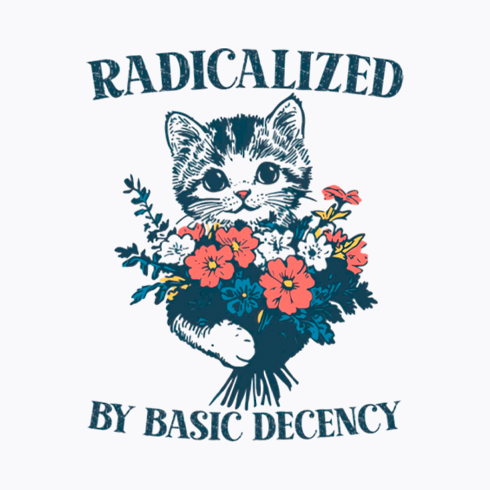 Radicalized By Basic Decency Cat Floral Feminist Cropped T-Shirt