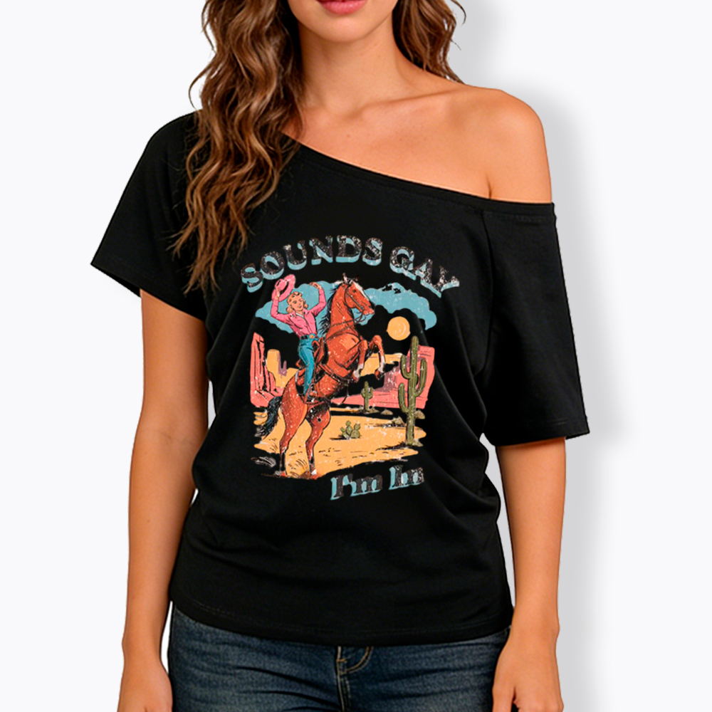 SOUNDS GAY Im In Off Shoulder T-Shirt