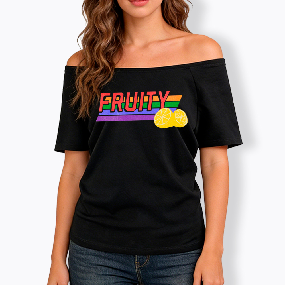 Fruity LBGTQ Pride Off Shoulder T-Shirt